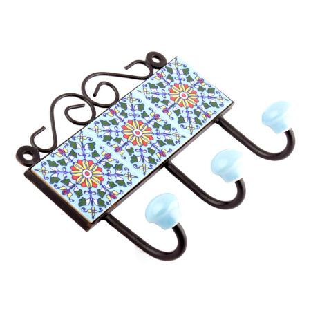  Turquoise Yellow Sunflower Tiles Hooks